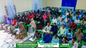 Maanta Jaamacadda Green Hope University Branch of Beledweyne waxay si diirran u soo dhaweysay ardayda cusub ee sanadkan ka soo gudubtay dugsiga sare, kuwaas oo bilaabaya tallaabada koowaad ee safarkooda waxbarasho ee jaamacadeed. whatsapp image 2026 09 19 at 7.29.05 pm